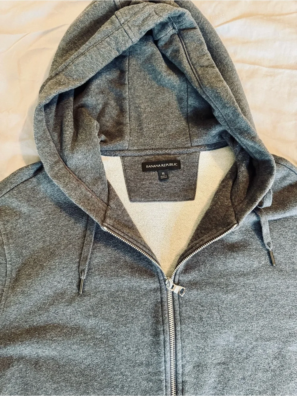 BANANA REPUBLIC Grey Zip Hoodie Sweatshirt w Pockets Jacket Full Zipper Sweater